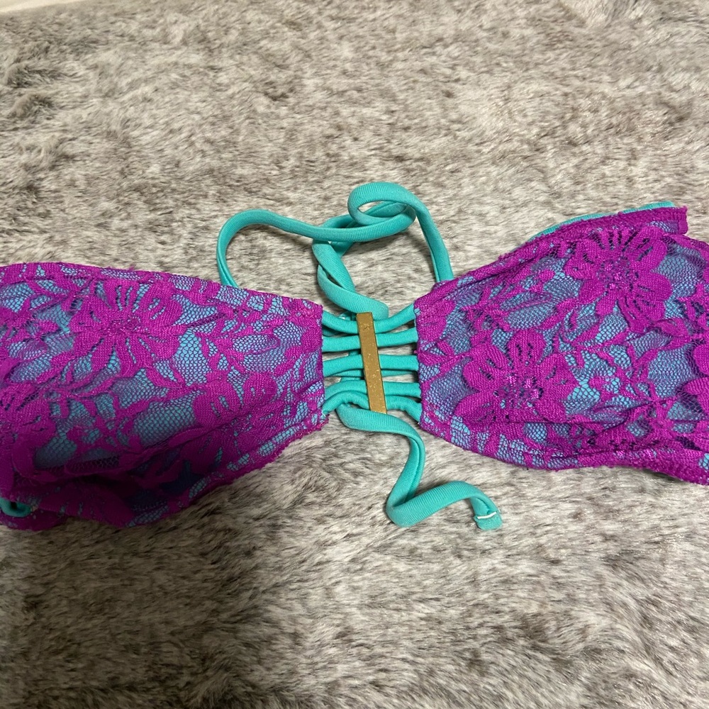 Lace bandeau bikini top